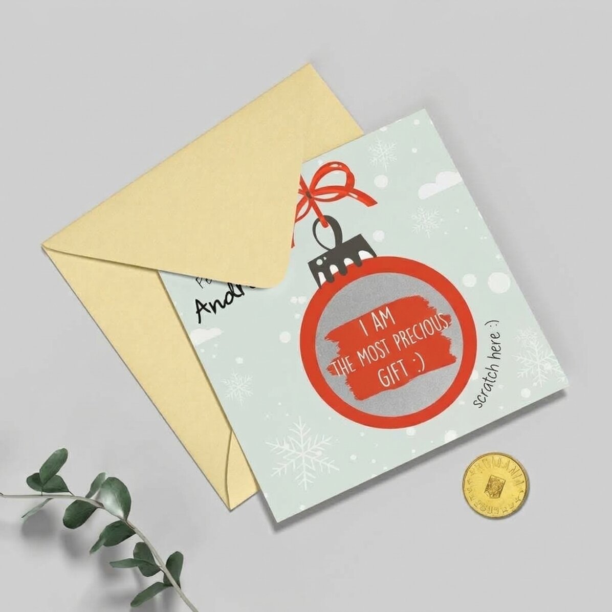 Carte à gratter personnalisée avec un message de Noël