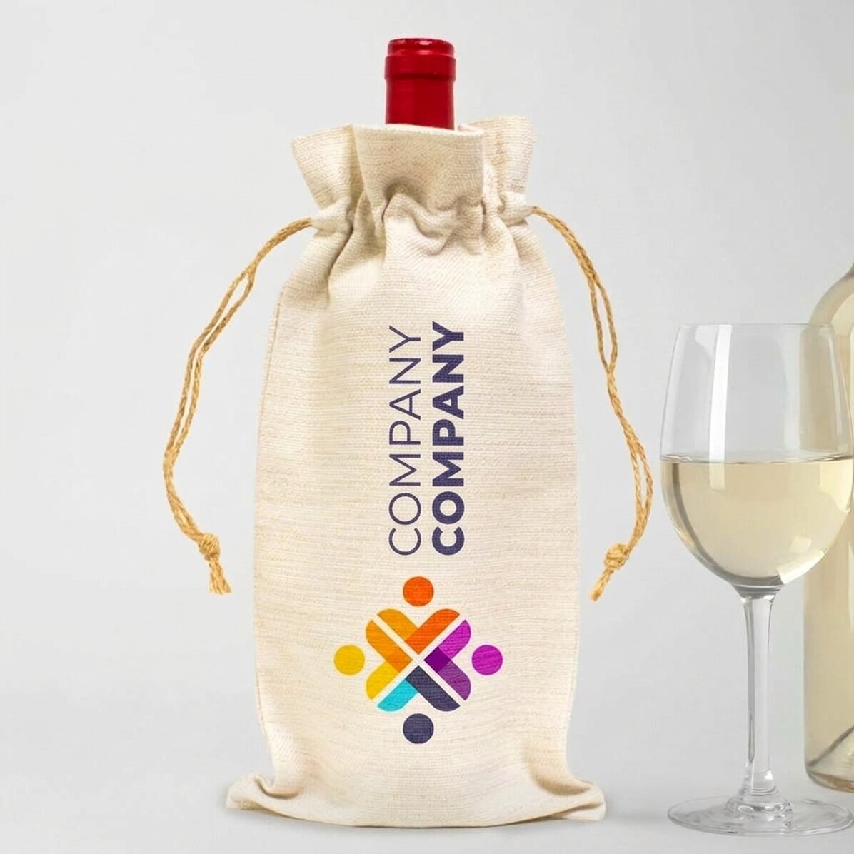 Sac personnalisé pour bouteille de vin avec logo à l