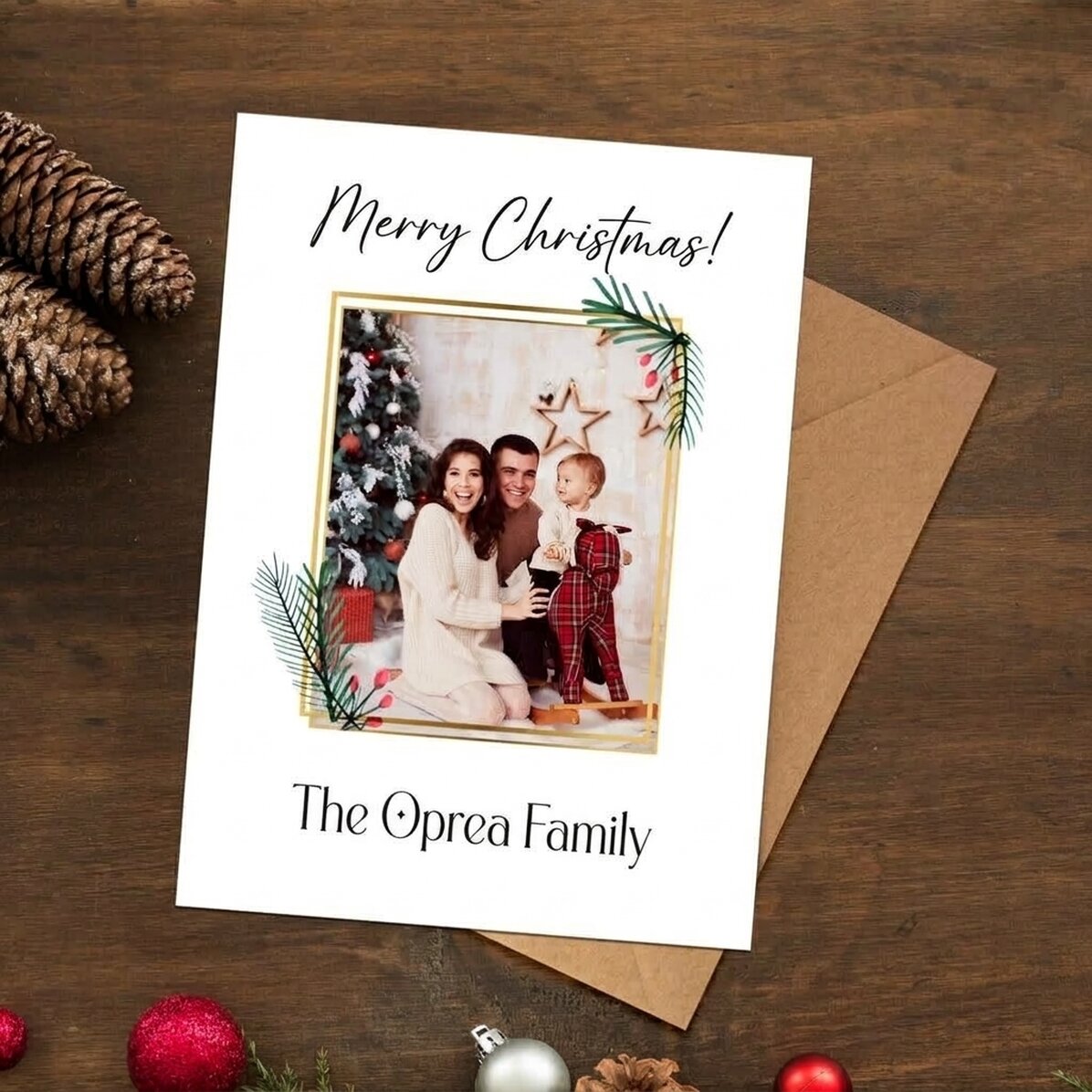 Carte de vœux magnétique personnalisée avec photo et texte - Joyeux Noël