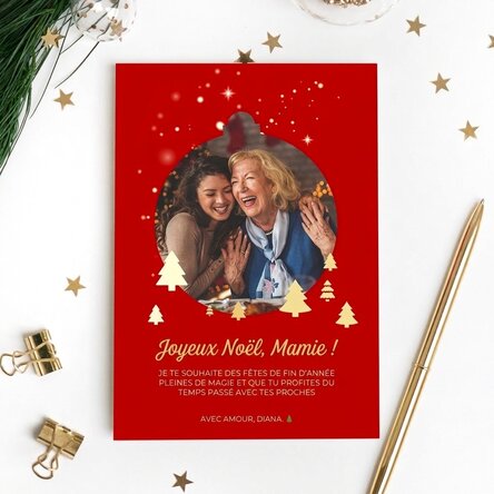 Carte de vœux magnétique personnalisée avec une photo et un message de Noël pour les grands-parents