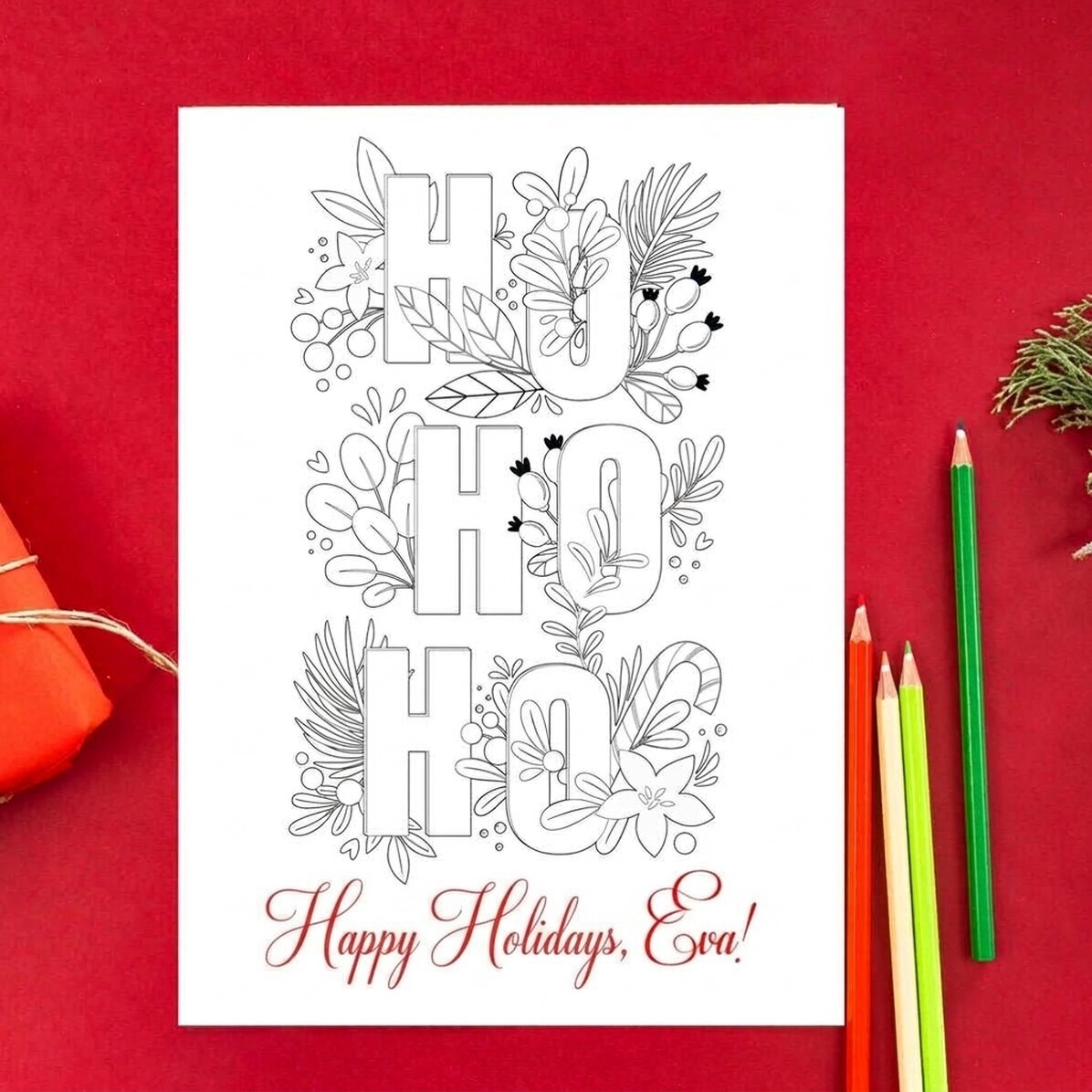 Gepersonaliseerde kleurkaart met boodschap - Ho ho ho
