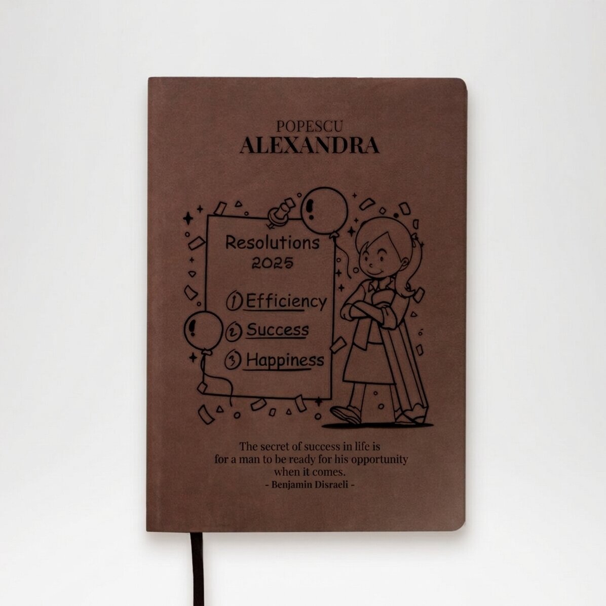 Gepersonaliseerde leren agenda met motiverende quote - Nieuwjaarsvoornemens voor haar