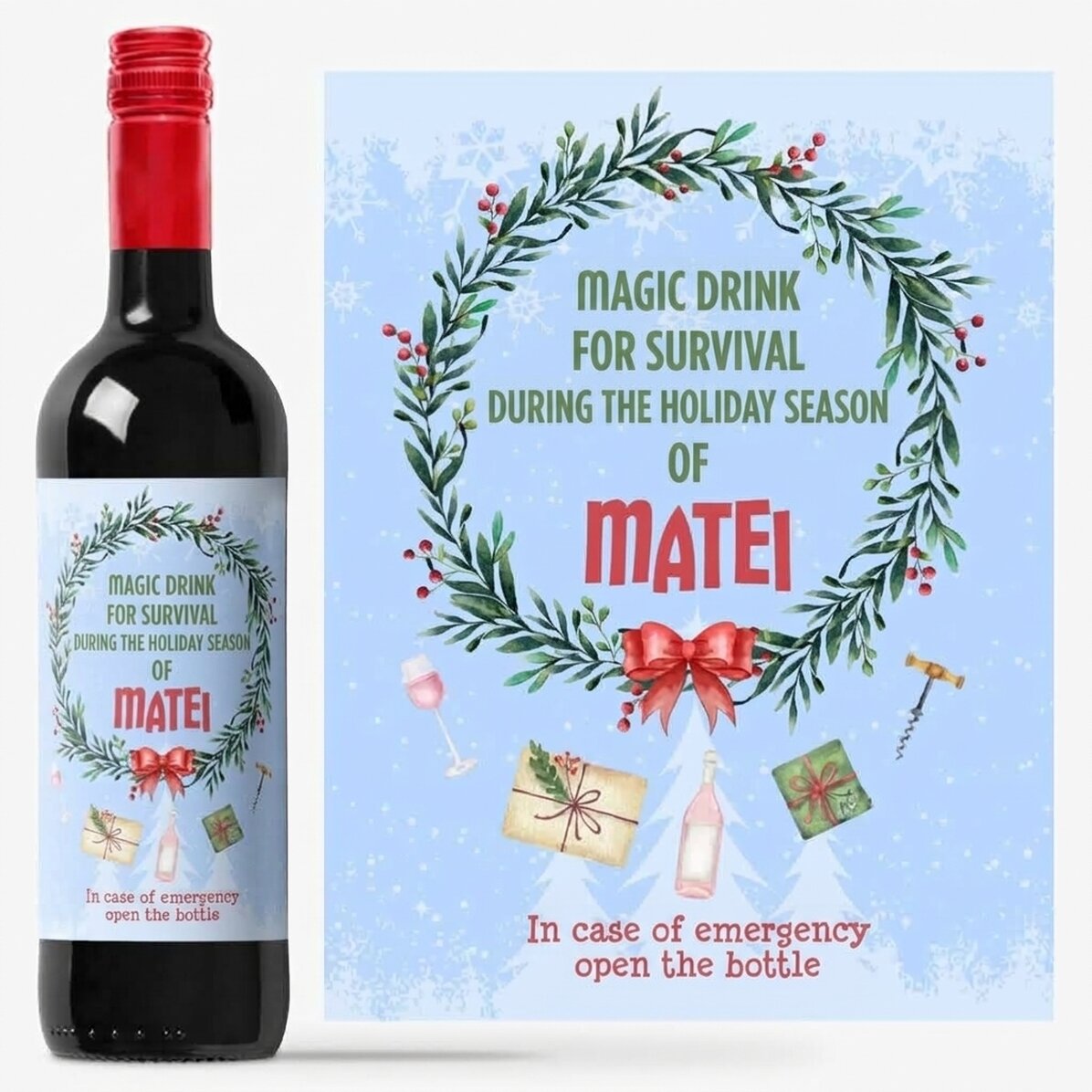 Vin personnalisé avec un message - La boisson magique des fêtes
