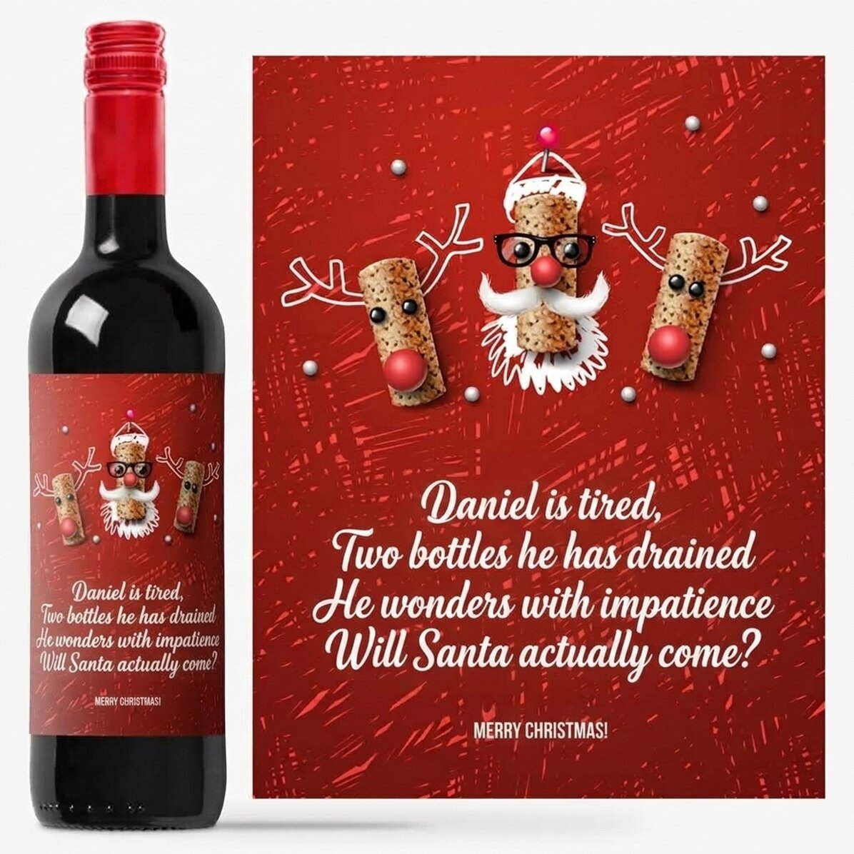 Vin personnalisé avec un message de Noël amusant