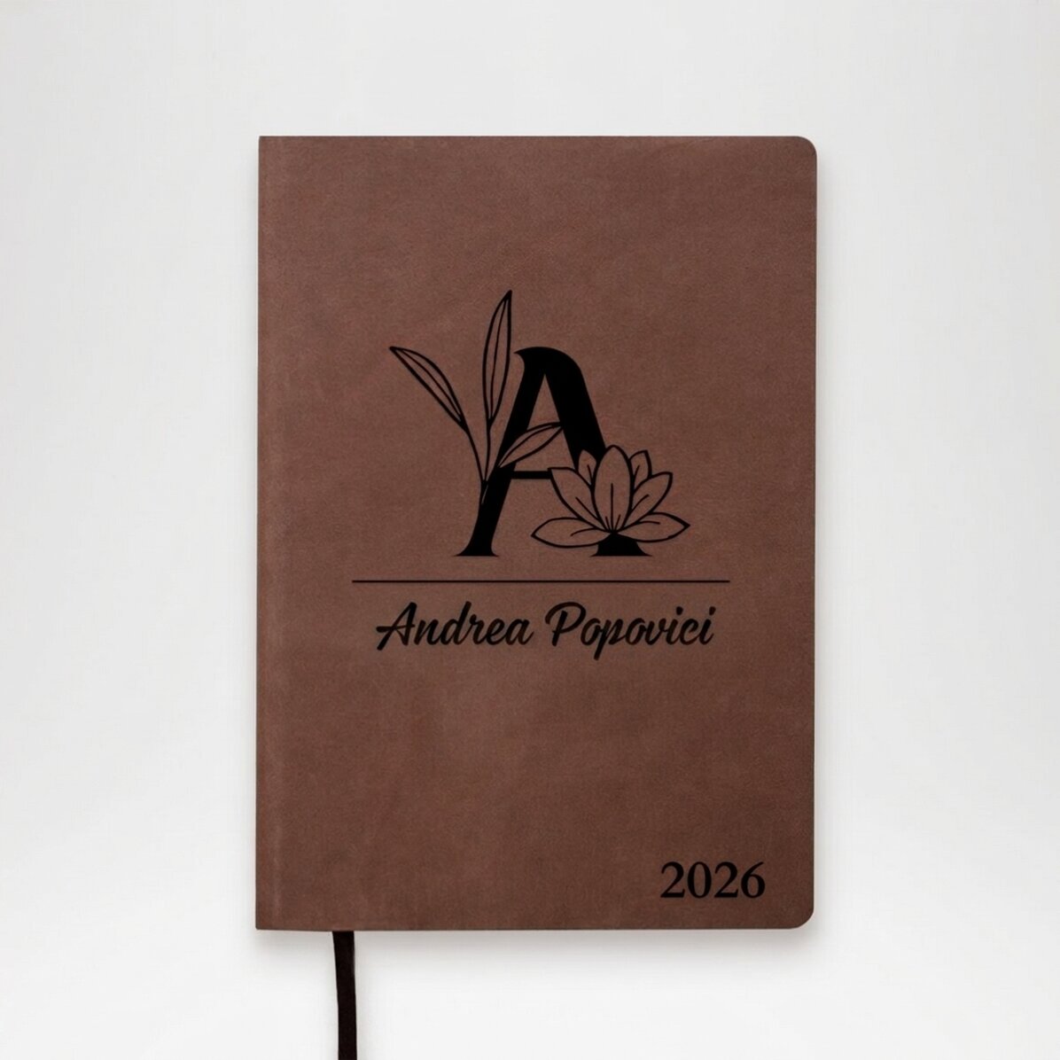 Gepersonaliseerde lederen agenda met tekst - Floral