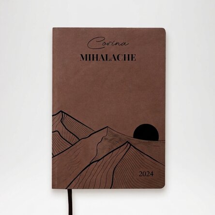 Agenda en cuir personnalisé avec inscription - Paysage abstrait
