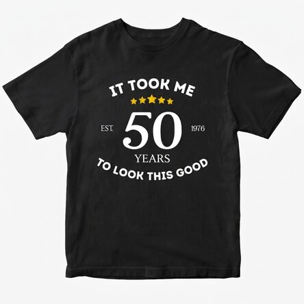 Katoenen T-shirt met gepersonaliseerde tekst - Ik zie er goed uit voor mijn leeftijd