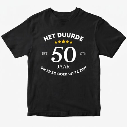 Katoenen T-shirt met gepersonaliseerde tekst - Ik zie er goed uit voor mijn leeftijd