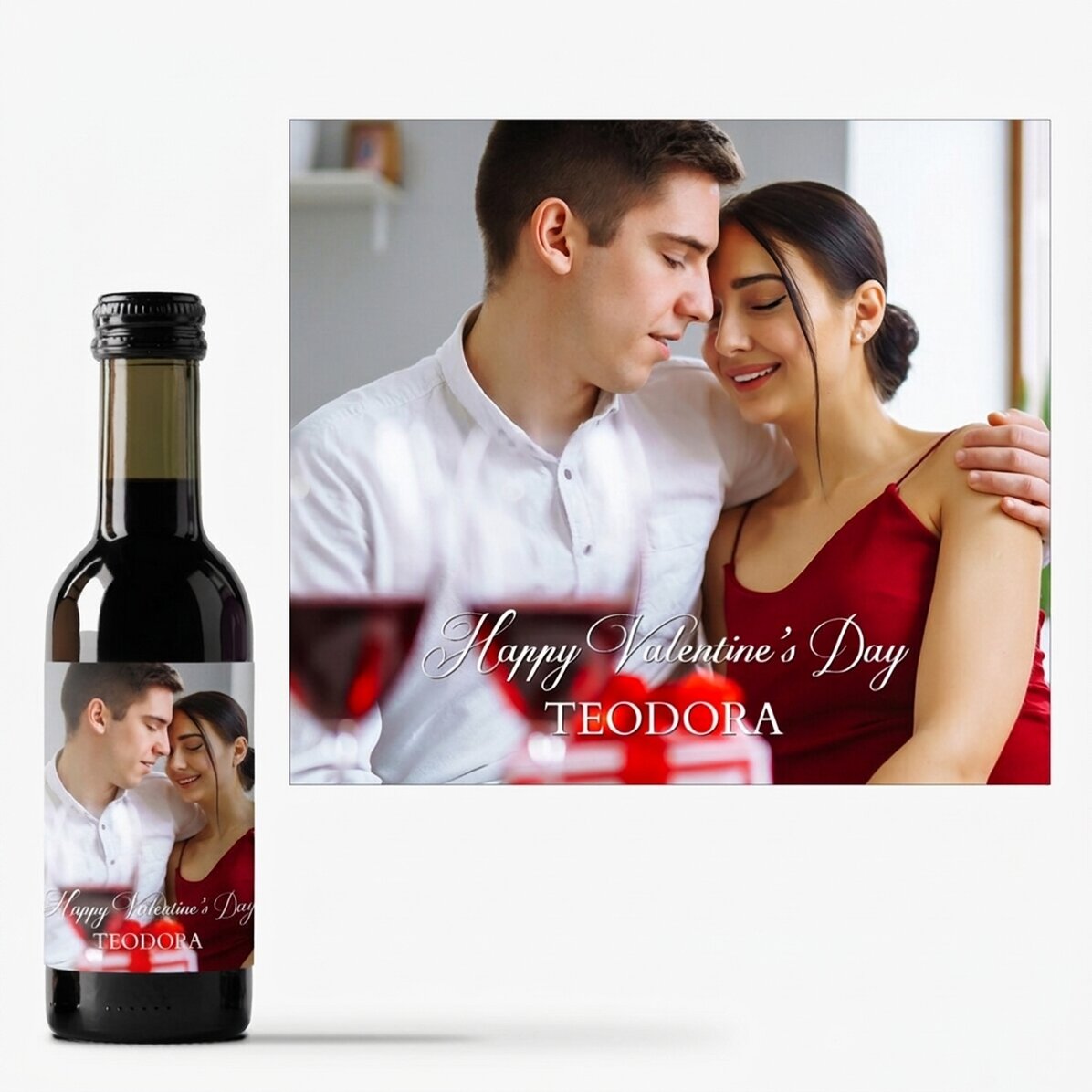 Mini-bouteille de vin personnalisée avec une photo et un texte
