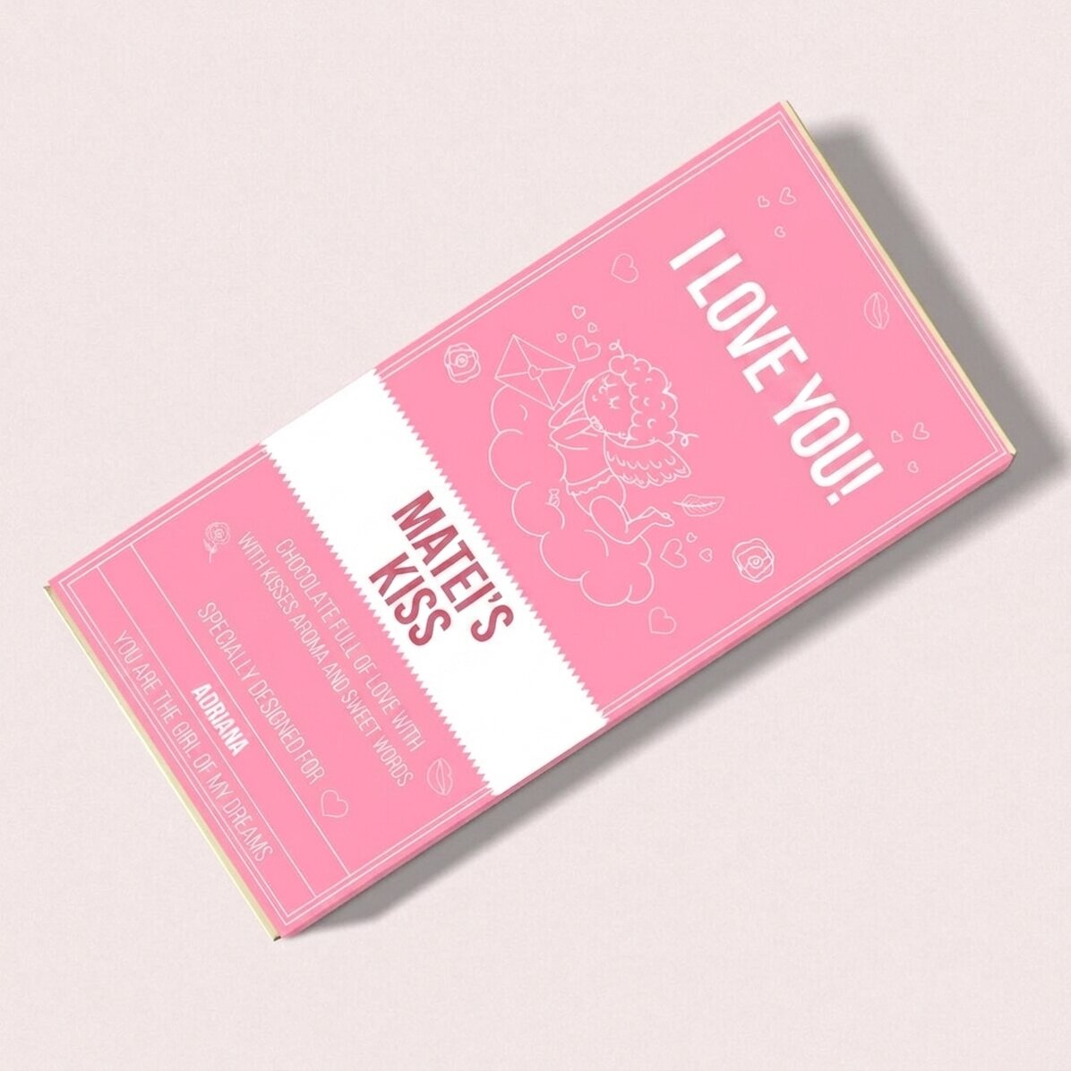 Chocolade met een persoonlijke boodschap - De kus van Cupido