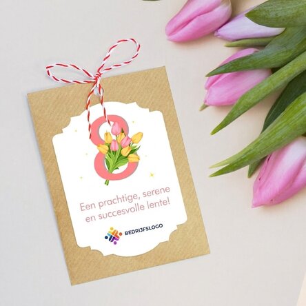Zakje met bloemzaden, gepersonaliseerd met logo en boodschap - 8 maart