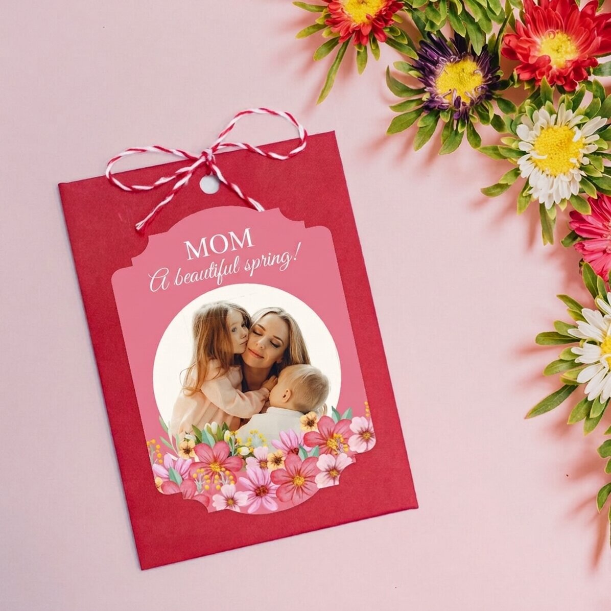 Martisor à planter, personnalisé avec une photo et un message - Floral