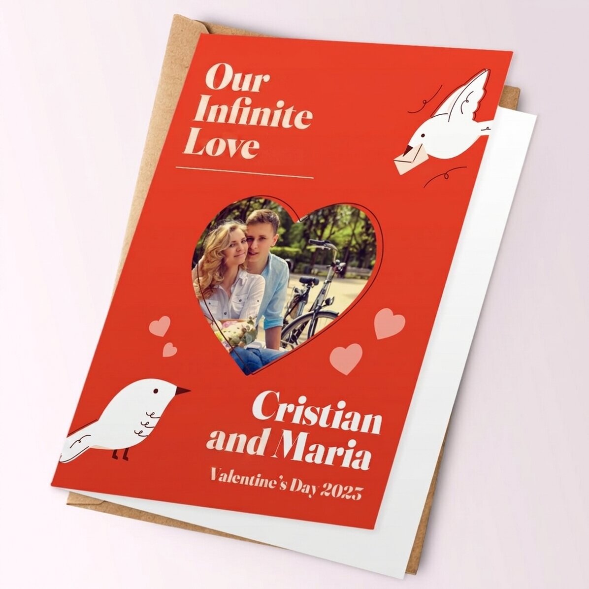 Carte de vœux personnalisée avec photo et message - Notre amour infini
