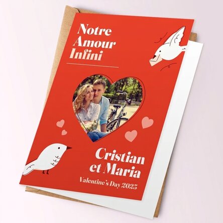 Carte de vœux personnalisée avec photo et message - Notre amour infini