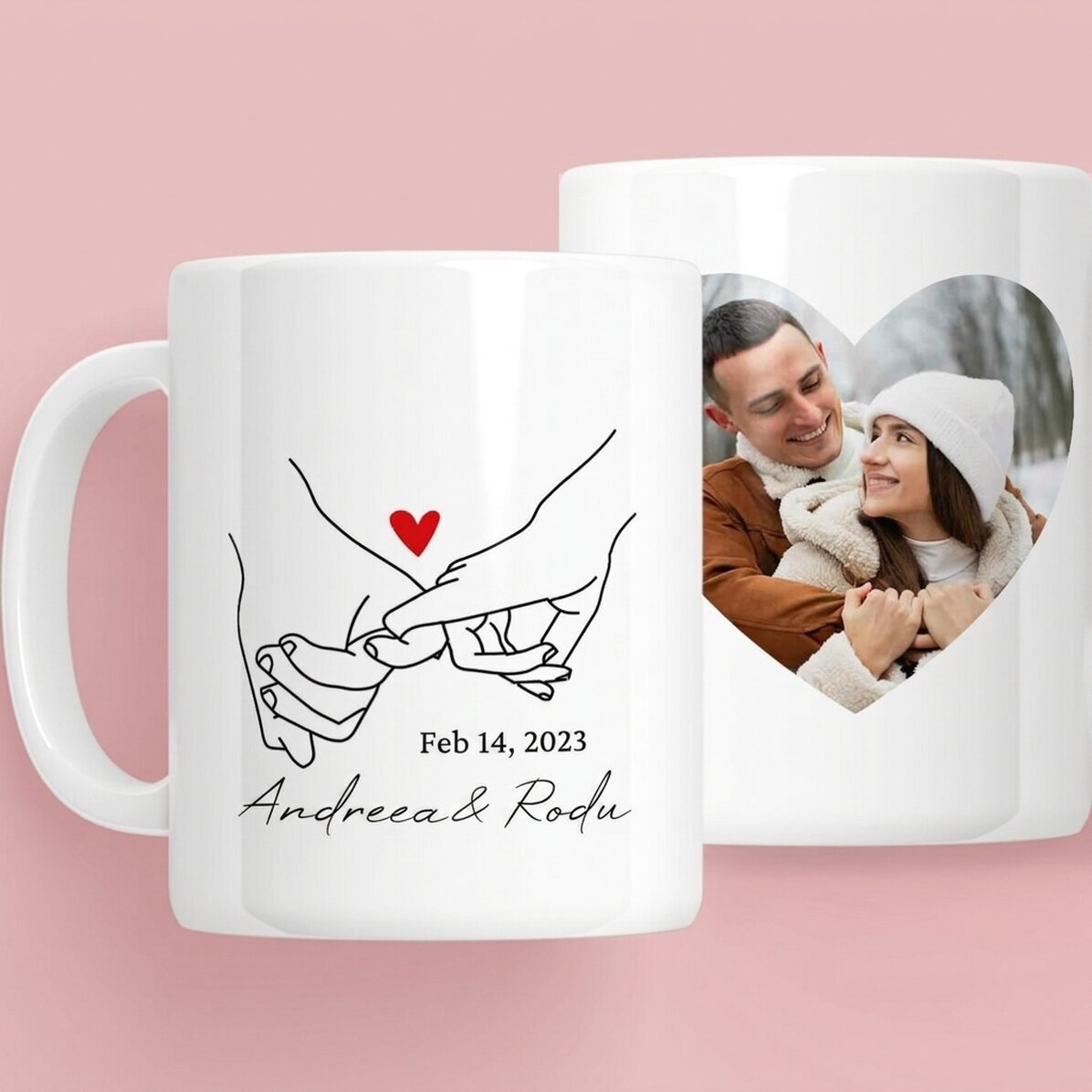 Tasse personnalisée avec un texte et une photo en forme de cœur - Promise