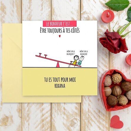 Carte carrée personnalisée avec texte - Le bonheur, c