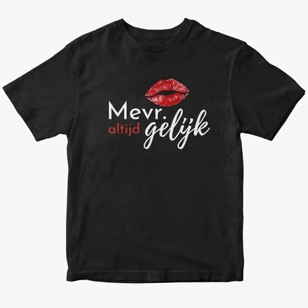 Katoenen T-shirt met gepersonaliseerde tekst - Mrs. Always Right