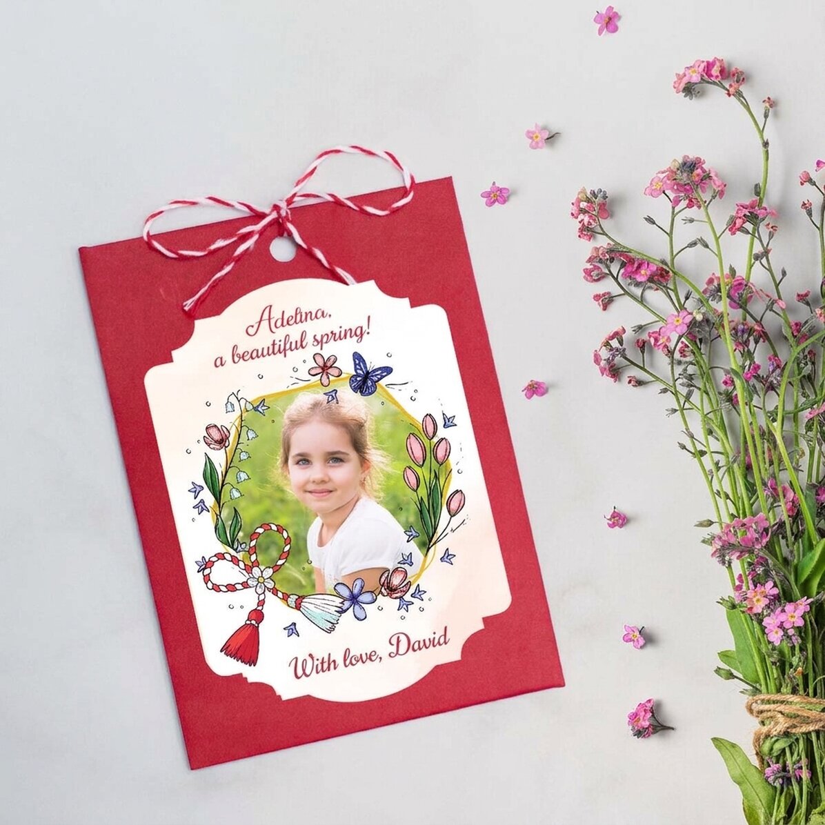 Martisor à planter, personnalisé avec une photo et un message - Floricele