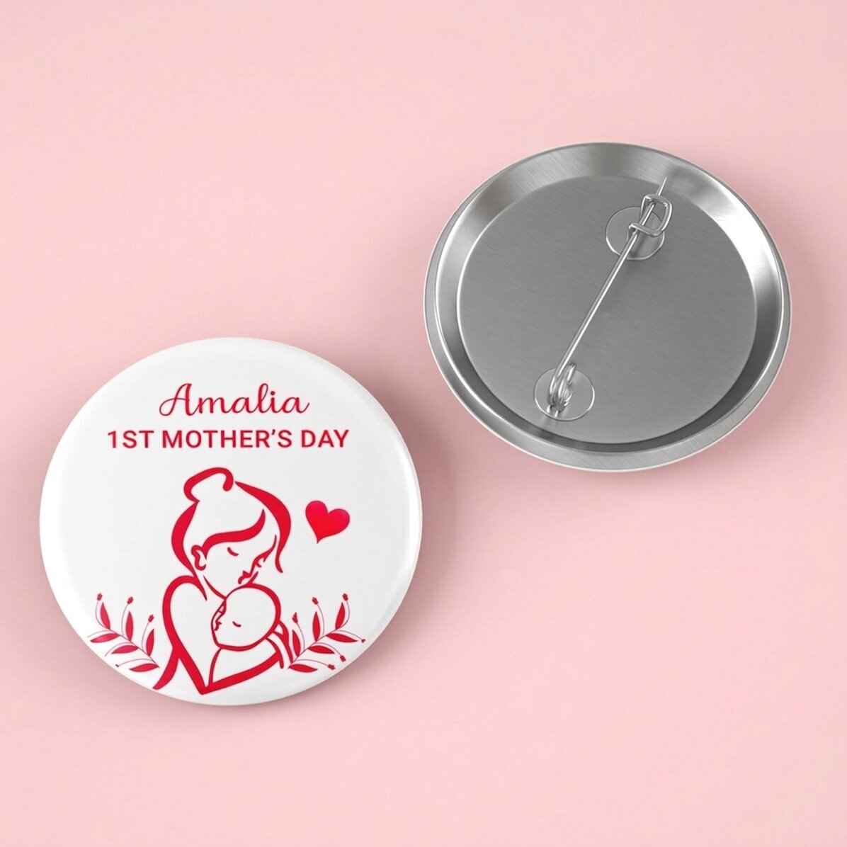 Gepersonaliseerde button met tekst - Moeder en kind