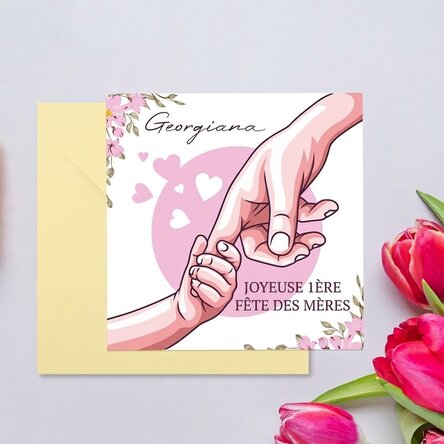 Carte carrée personnalisée avec un message - Maman