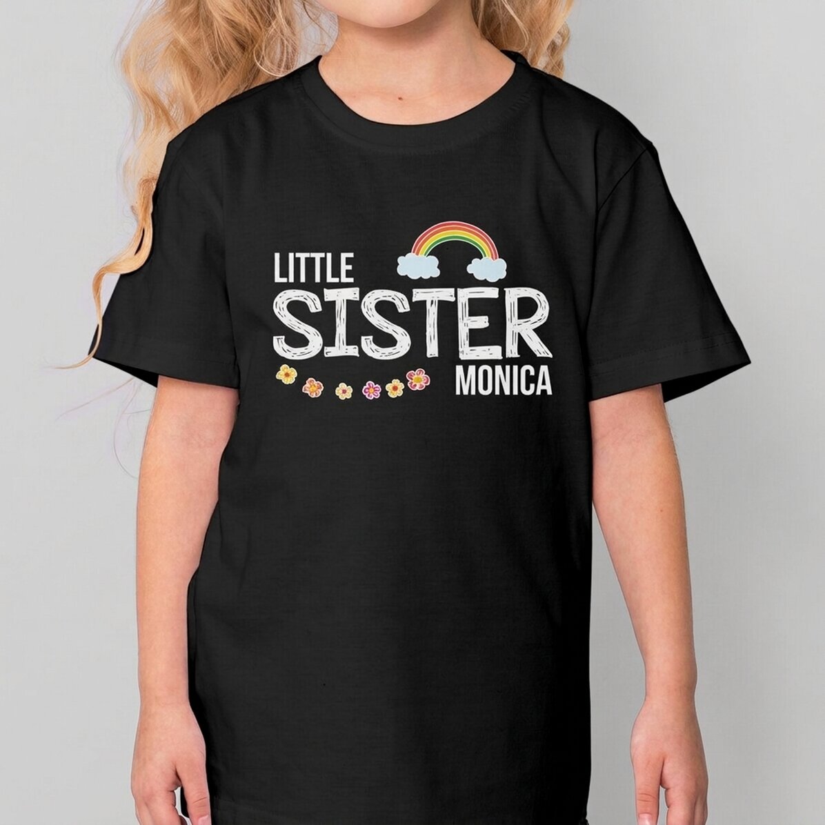 Katoenen T-shirt voor kinderen, gepersonaliseerd met tekst - Sister