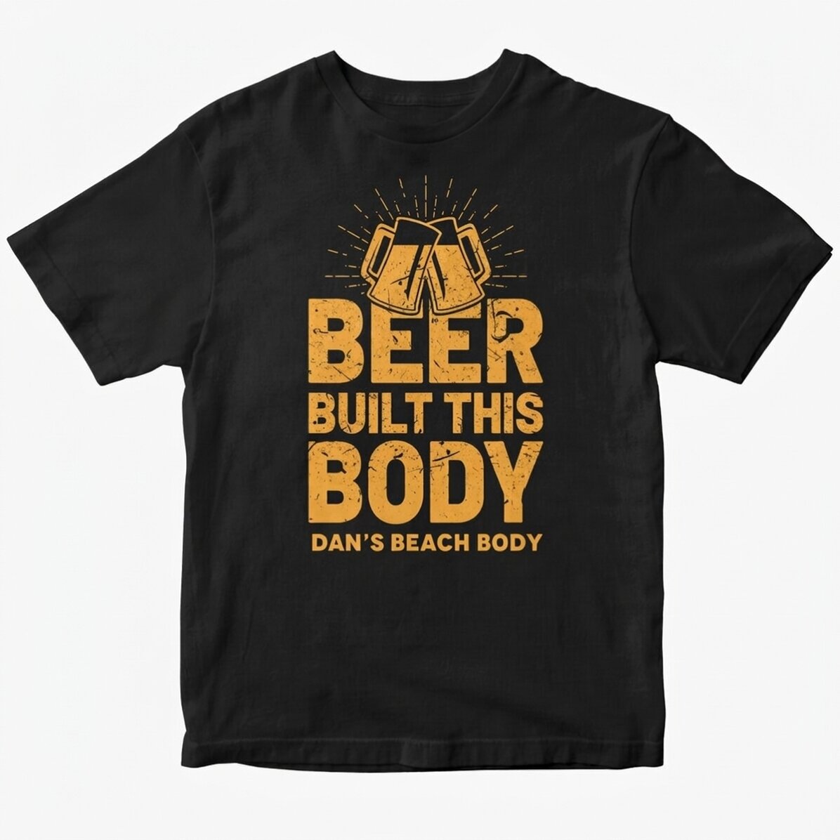Katoenen T-shirt met gepersonaliseerde tekst - Beer Built This Body