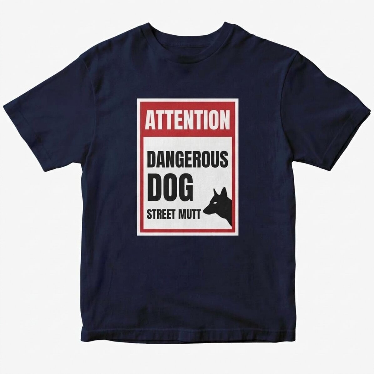 T-shirt en coton personnalisé avec le texte « Attention, chien méchant ! »