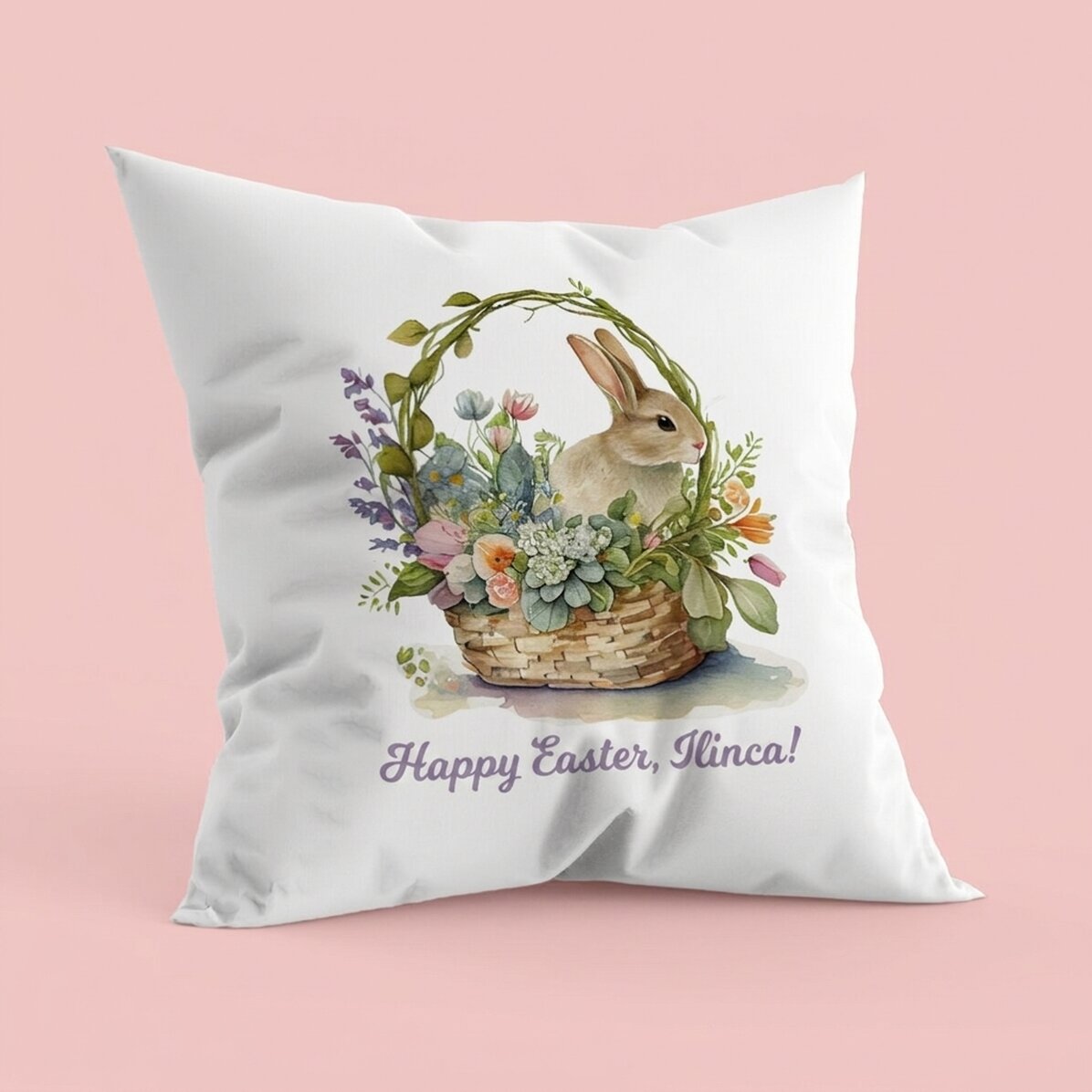 Coussin personnalisé avec inscription - Joyeuses Pâques