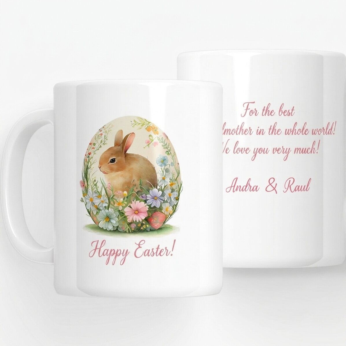 Tasse personnalisée avec message - Lapin de Pâques