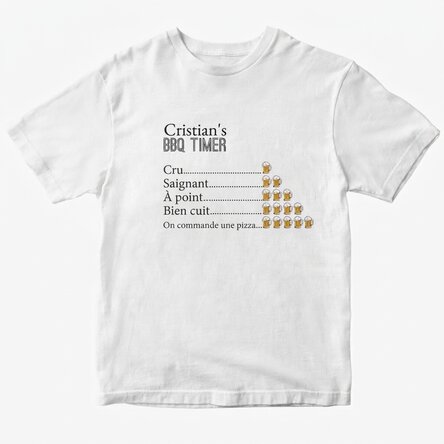 T-shirt en coton personnalisé avec inscription - BBQ Timer