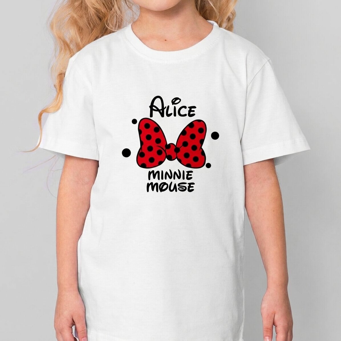 Katoenen T-shirt voor kinderen, gepersonaliseerd met tekst - Mini Mouse