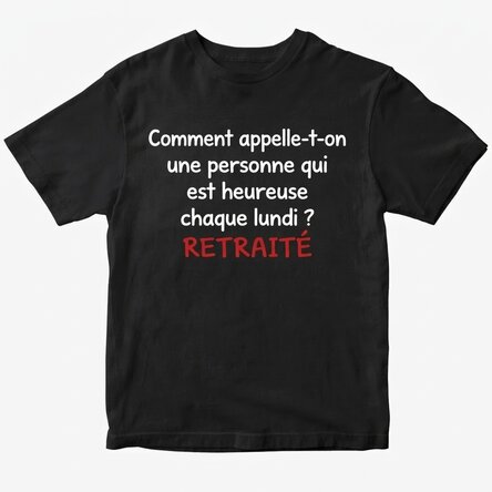 T-shirt en coton personnalisé avec inscription - Retraité