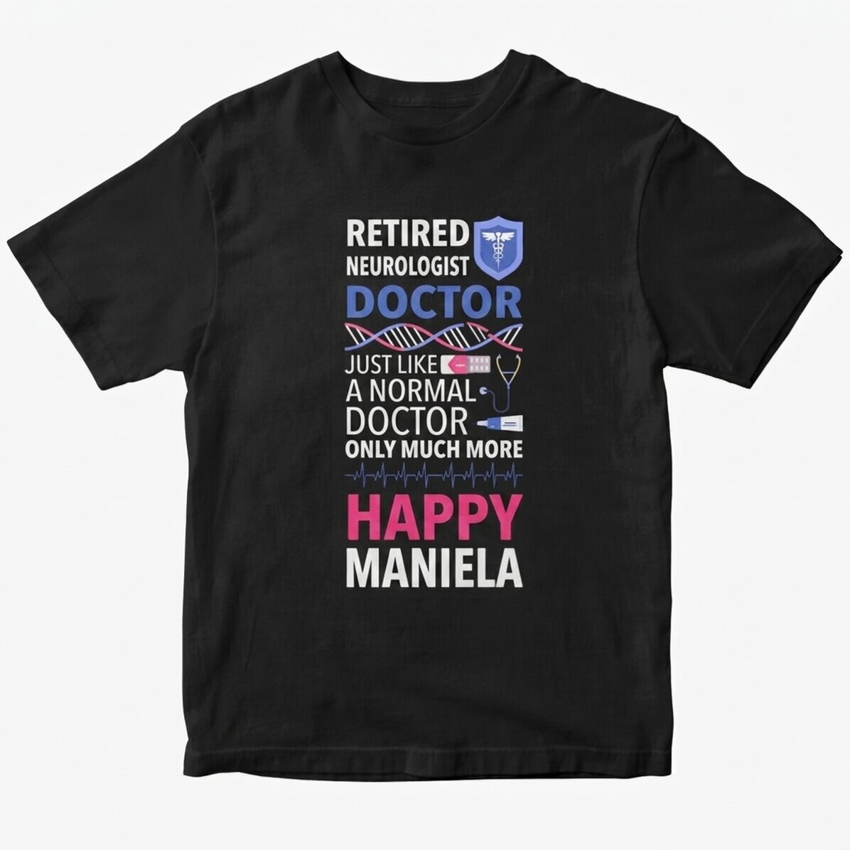 Gepersonaliseerd katoenen T-shirt met tekst - Gepensioneerde arts