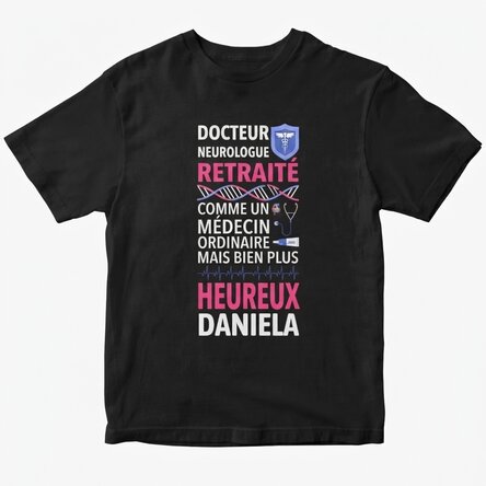 T-shirt en coton personnalisé avec inscription - Médecin à la retraite