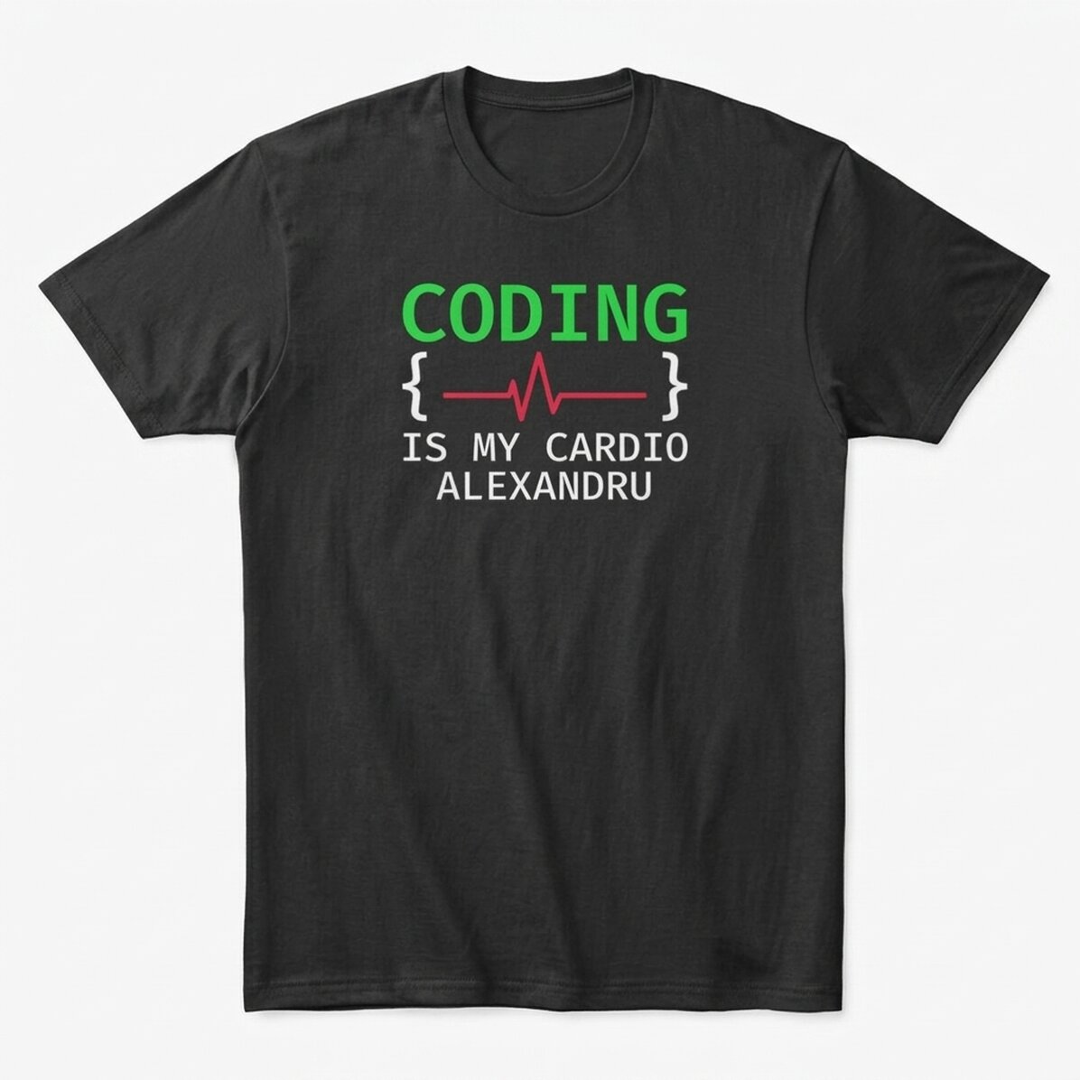 T-shirt en coton personnalisé avec le texte « Coding is my cardio »