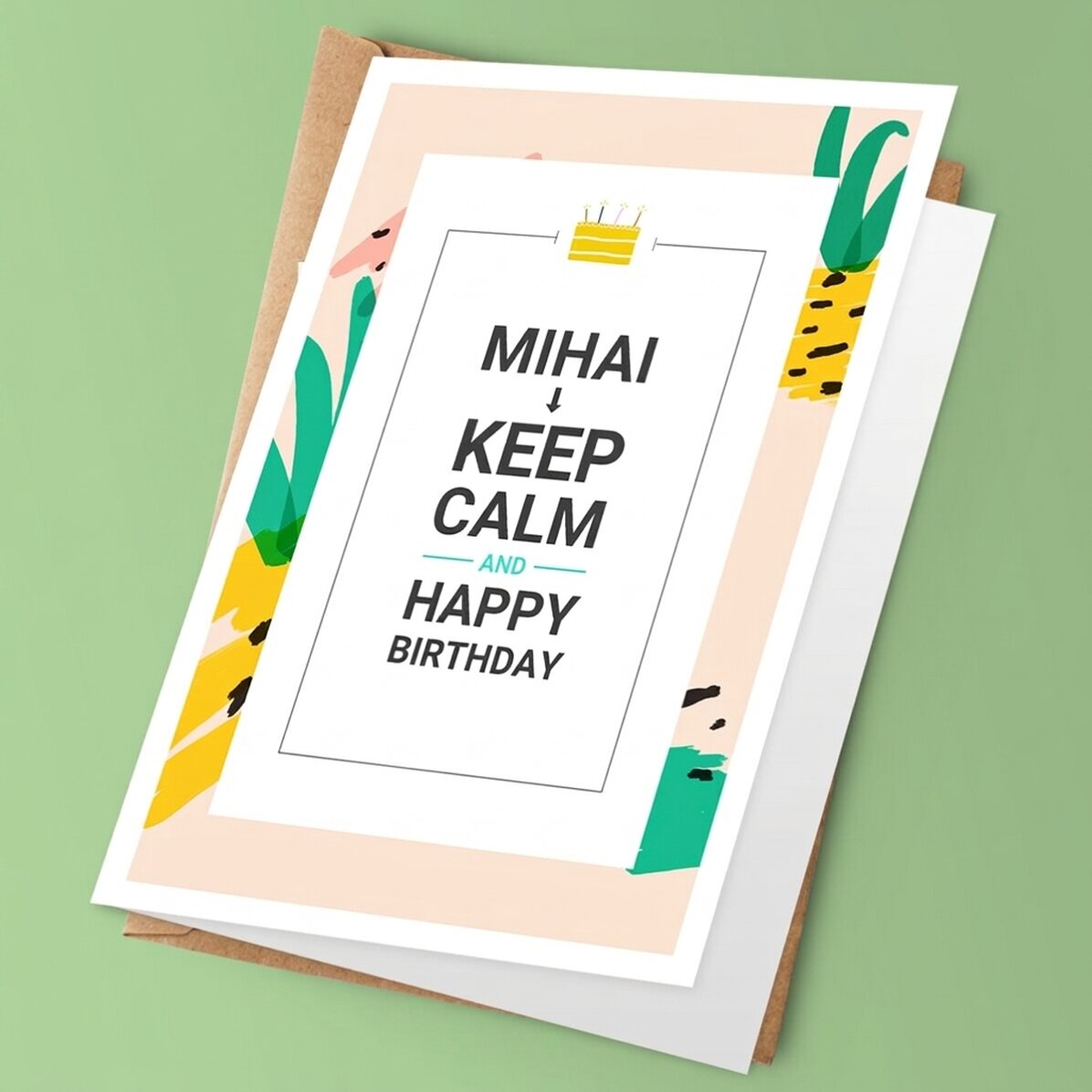 Gepersonaliseerde wenskaart met tekst - KEEP CALM and happy birthday