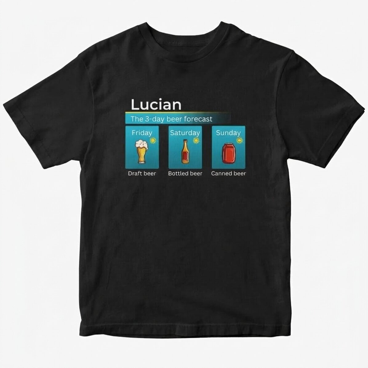 T-shirt en coton personnalisé avec un texte - Les prévisions de la bière