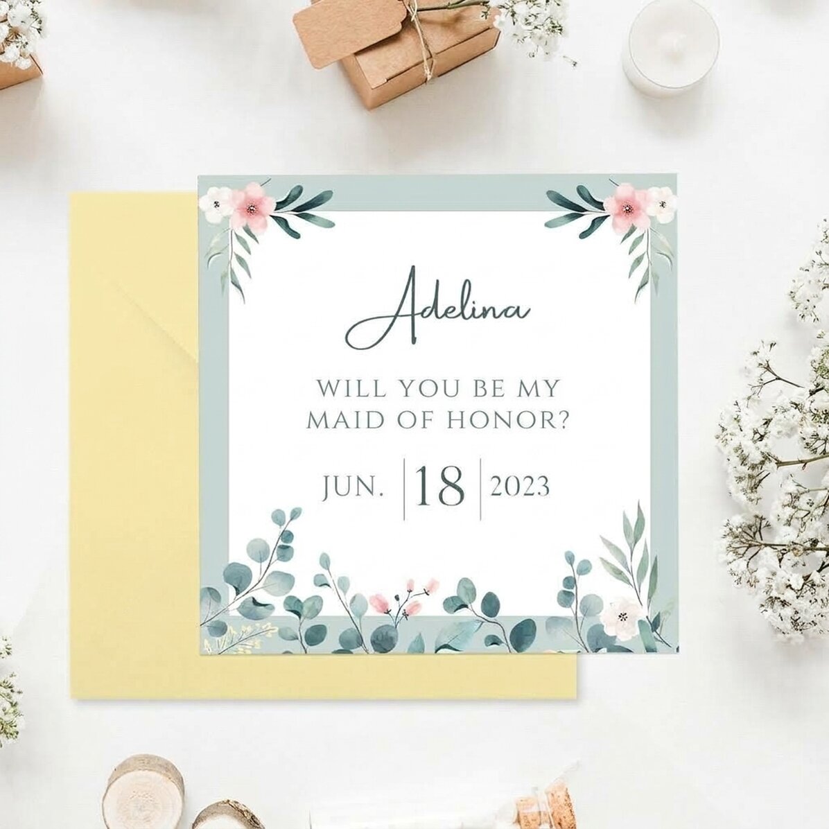 Carte carrée personnalisée avec texte - Invitation