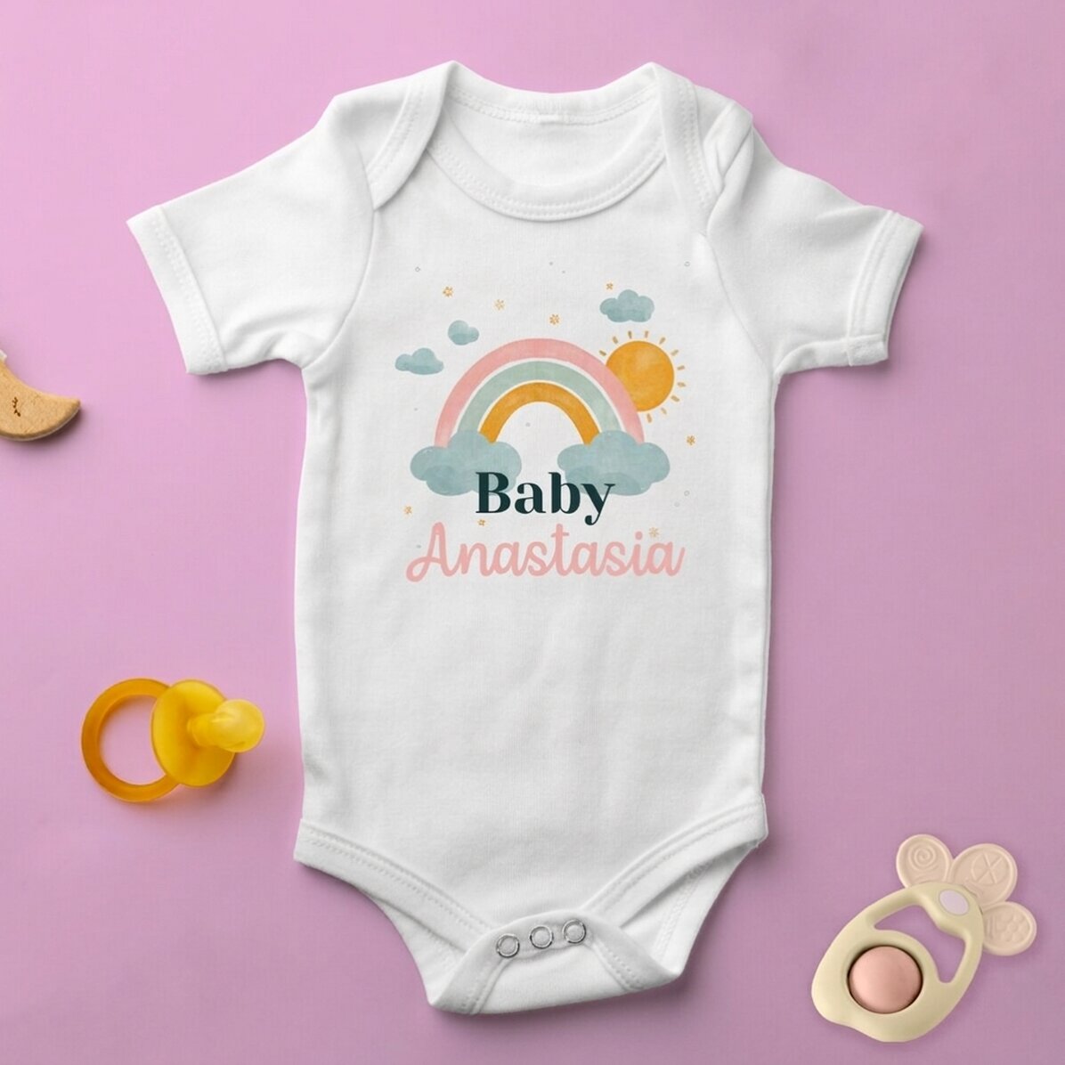 Body voor kinderen, gepersonaliseerd met naam - Regenboog