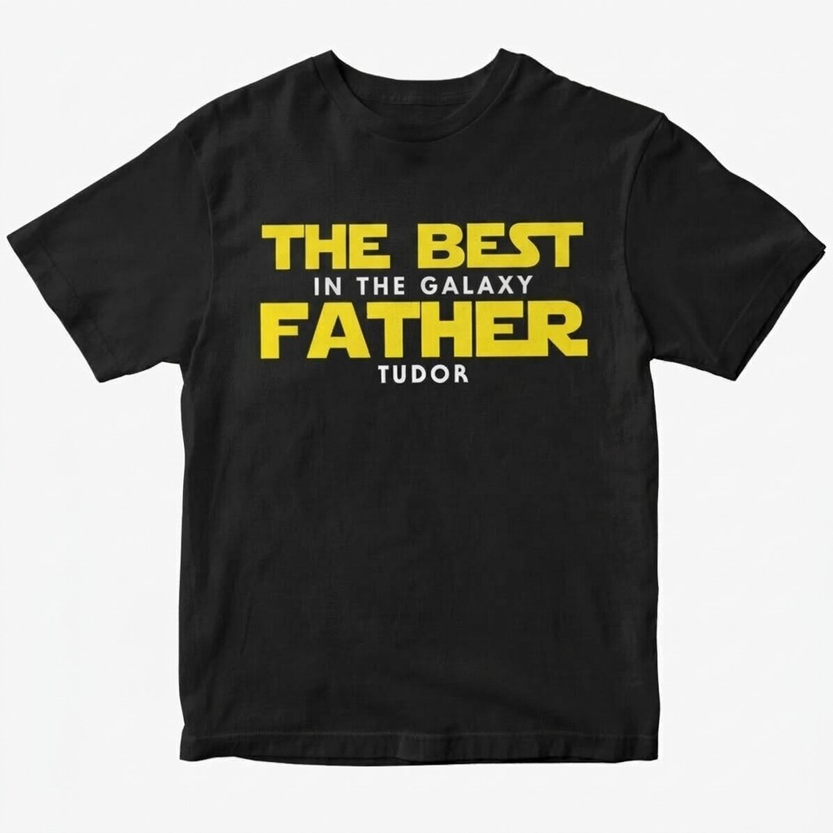 Katoenen T-shirt met gepersonaliseerde tekst - Best father of the galaxy