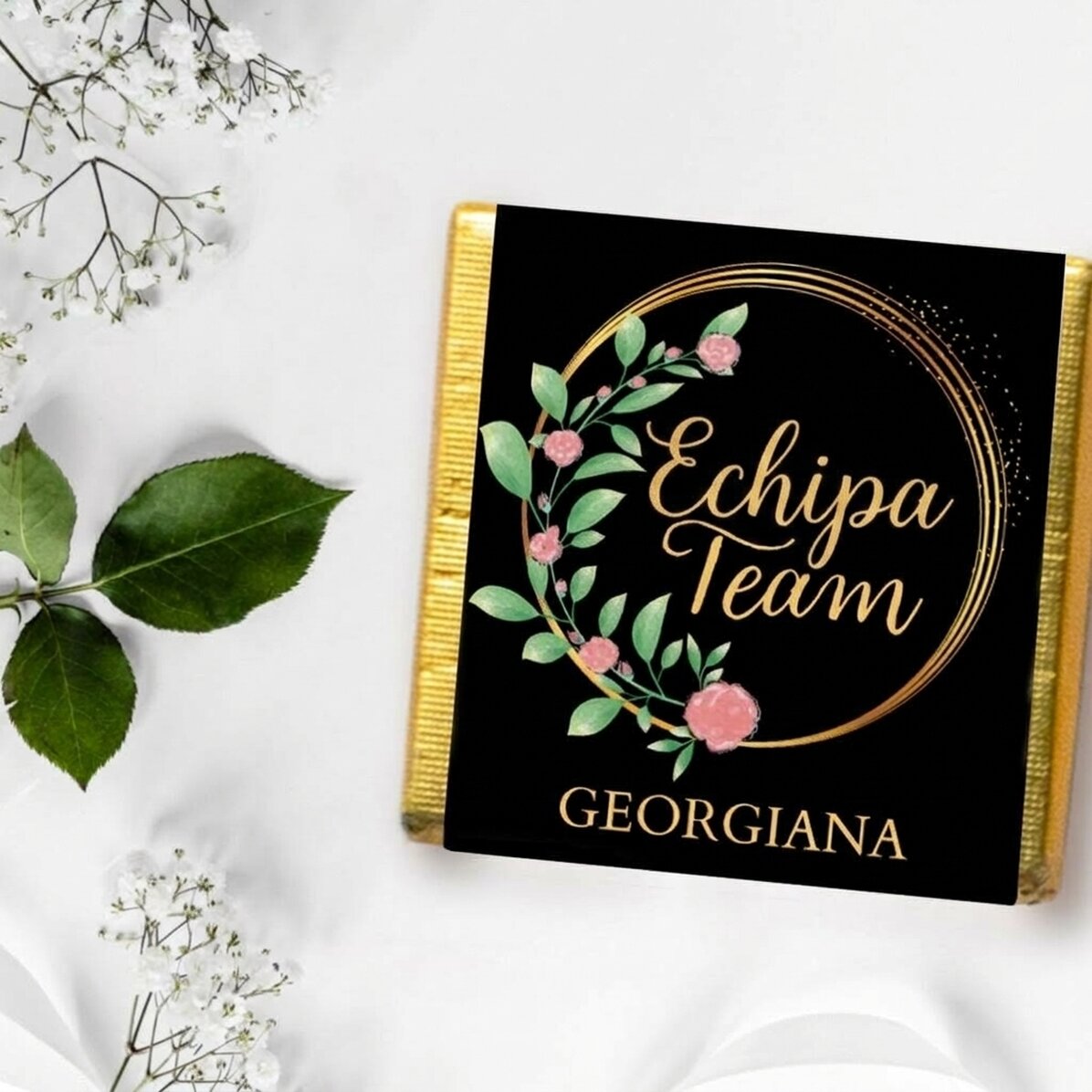 Mini-chocolat personnalisé avec message - Floral