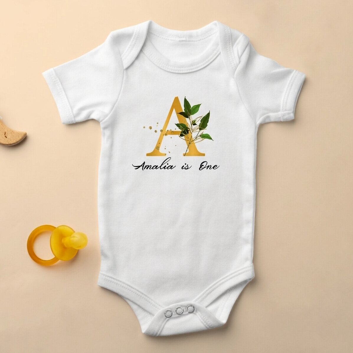 Body pour bébé personnalisé avec une initiale et un message