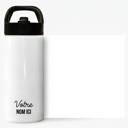 Thermos avec poignée et paille, personnalisé avec deux lignes de texte