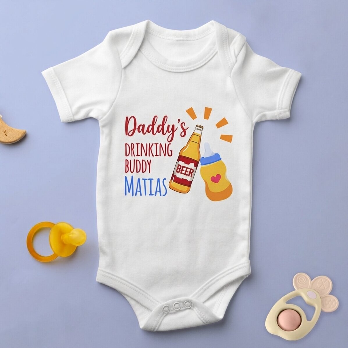 Gepersonaliseerde babybody met tekst - Drinking buddy