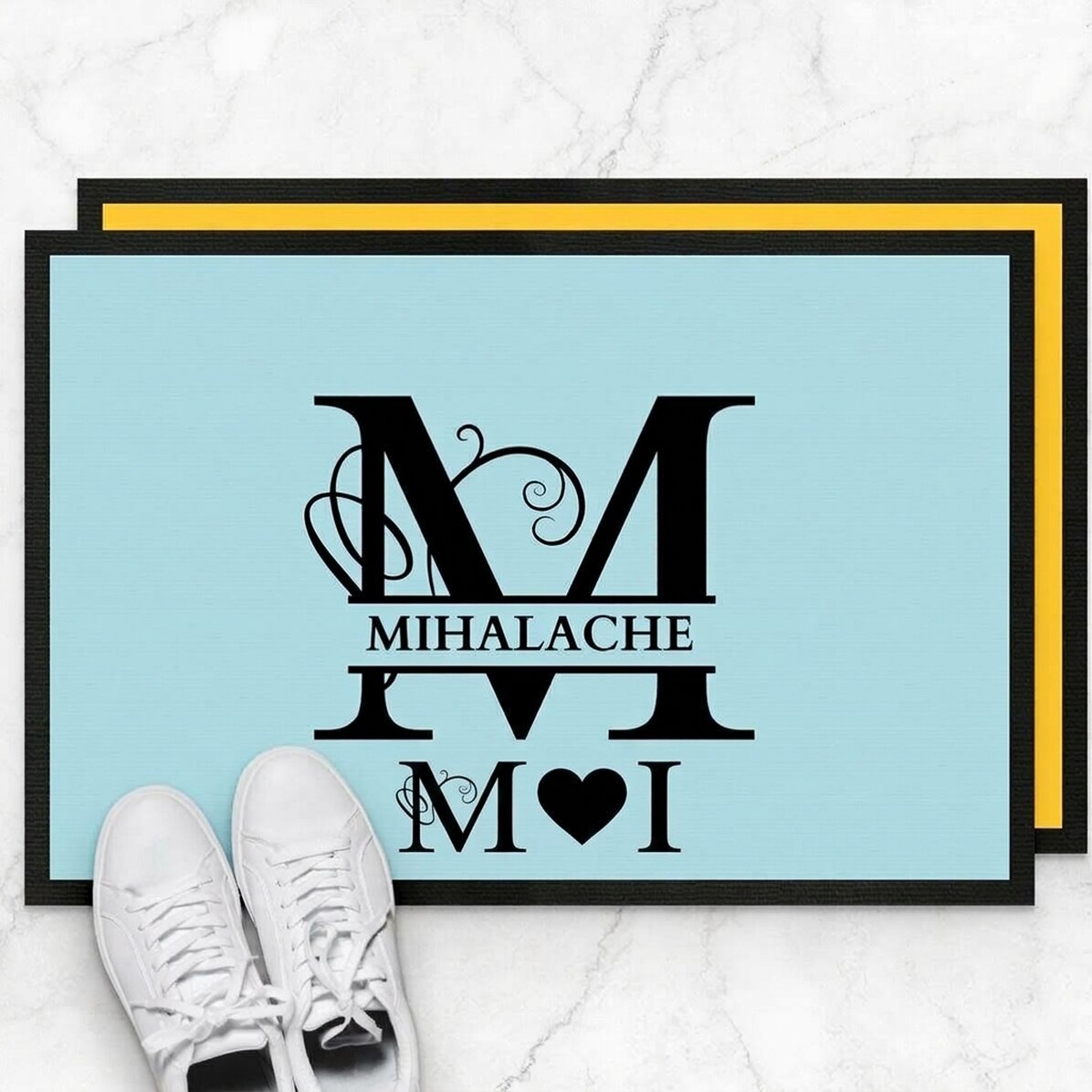 Op maat gemaakte deurmat met tekst - Monogram