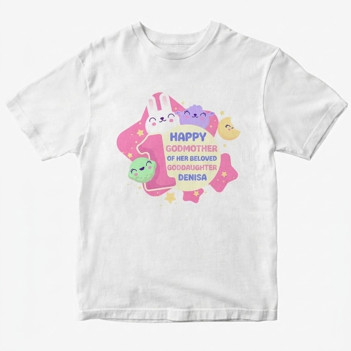 T-shirt en coton personnalisé avec un texte (modèle pour filles) - 1er anniversaire