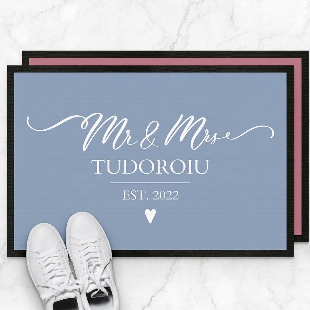 Op maat gemaakte deurmat met tekst - Mr and mrs