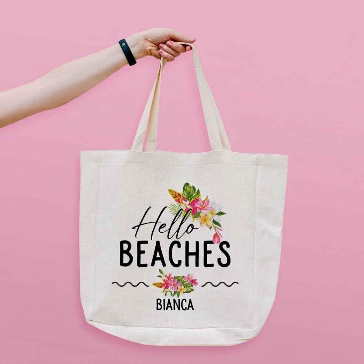 Sac de plage personnalisé avec inscription - Hola Beaches