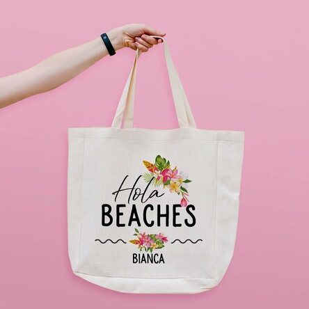 Strandtas met gepersonaliseerde tekst - Hola Beaches