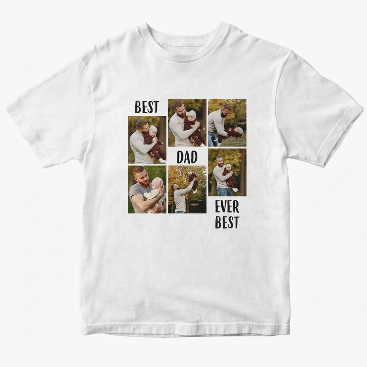 Katoenen T-shirt met tekst en 6 foto